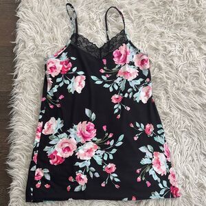 Floral Slip Dress nightgown Sz S with Lace Trim
